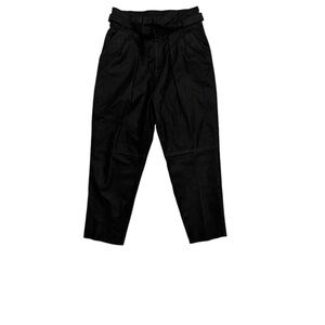 New Free People 100% Lamb Black Leather Belted Pants Sz 8